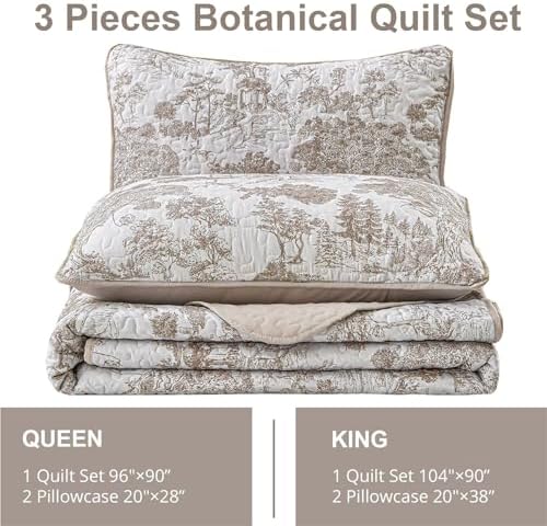 WONGS BEDDING Botanical Reversible Quilt Set Full Size