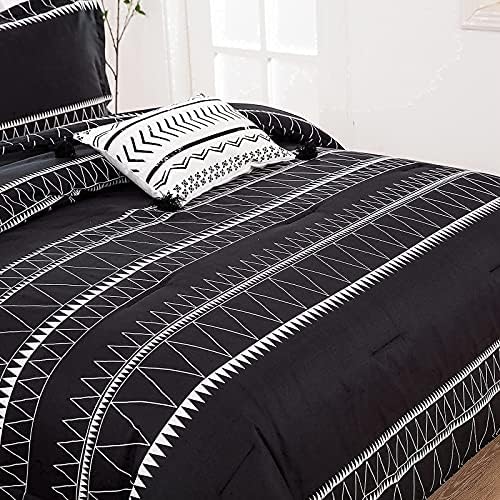WONGS BEDDING Black Comforter Set Full 3 Pieces