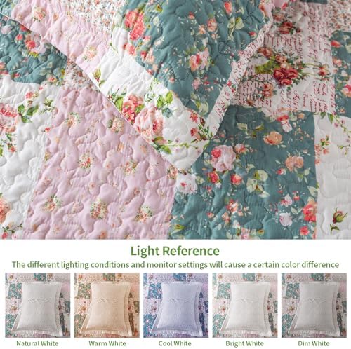 VAPUTAR Reversible Floral Queen Quilt Set 3 Piece