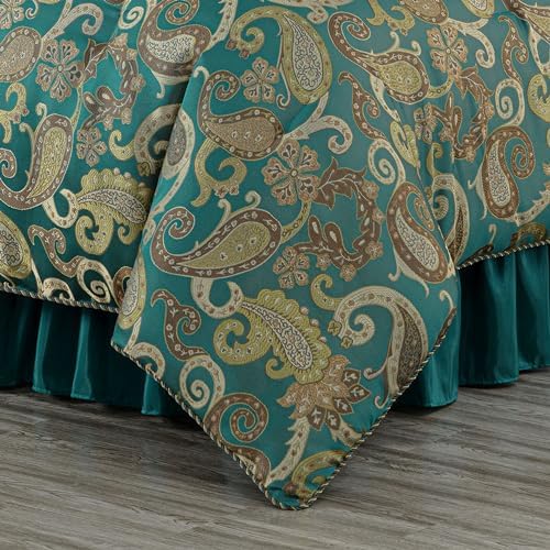 Chezmoi Adelle 7-Piece Paisley Comforter Set California King Teal 1