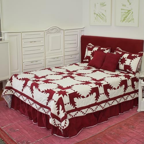 Patch Magic Red Feathered Star Super King Quilt Set