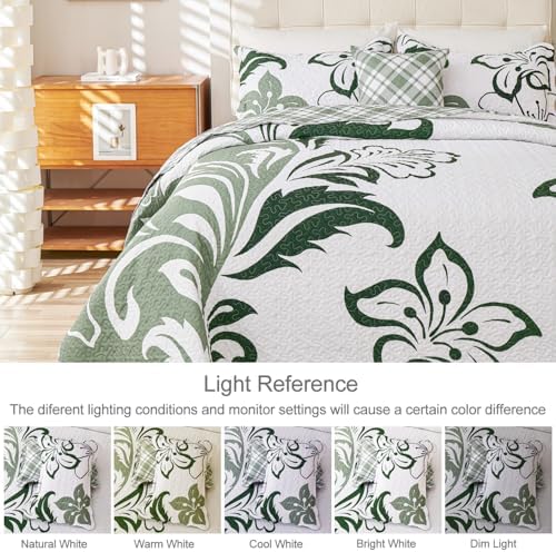 EVENHUG 4 Piece Floral Quilt Set Queen Size