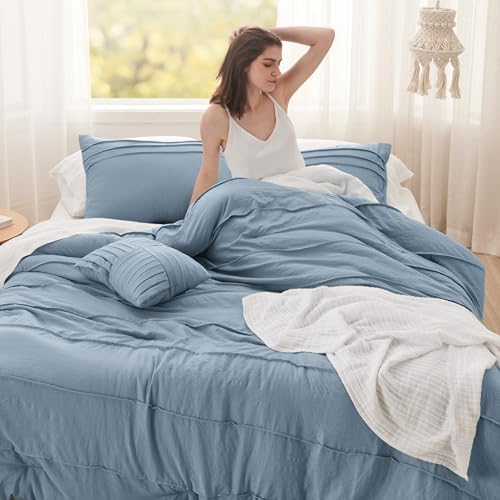 Bedsure King Comforter Set - 4 Piece Pinch Pleat Bedding