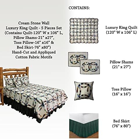 Patch Magic Cream Stone Wall Luxury King Quilt Set 1