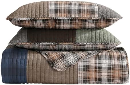 Eddie Bauer King Quilt Set - Classic Patchwork Green