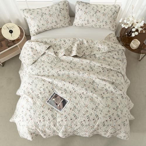 TISPLR Floral Queen Size 3 Piece Bedspread Set