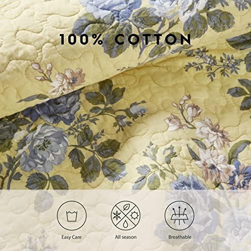 Laura Ashley Queen Quilt Set with Shams Linley Yellow