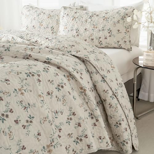 TISPLR Floral Queen Size 3 Piece Bedspread Set