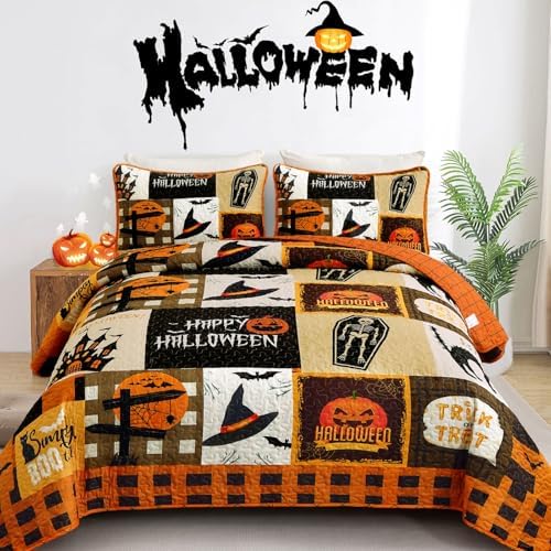Luxudecor Halloween Quilt Set King Size