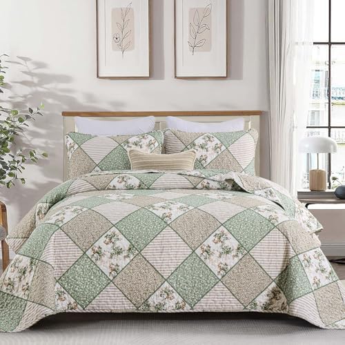 Menghomeus Sage Green Queen Quilt Set