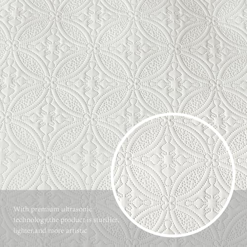 WURUIBO KingCal King Quilt Set Cream White
