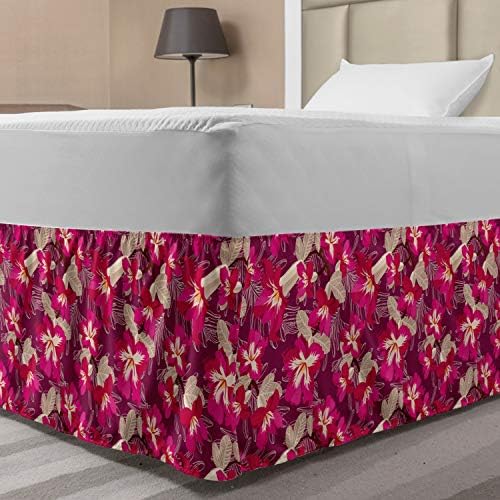 Lunarable Floral Bedskirt - TwinTwin XL Magenta and Tan 1