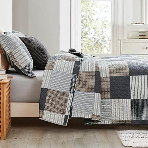 Pangushan Queen Size Patchwork Plaid Quilt Set