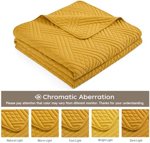 Safonory California King Quilt Set Mustard Yellow
