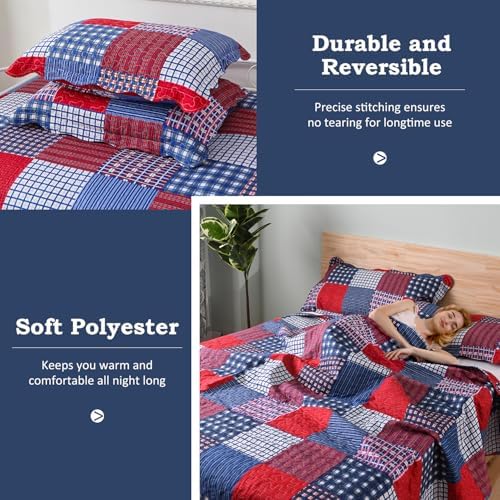 Jessy Home Plaid Quilt Set King Size Bedspread Coverlet