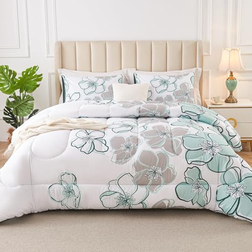 3 Piece King Size Comforter Set with Leaf Print