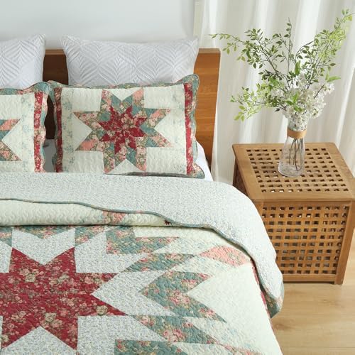 Cotton Bedspread Quilt Set 3 Piece Reversible King Size