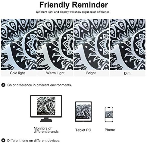 Uxcell Bohemian Black Comforter Set - 3D Printed Reversible 3 Piece