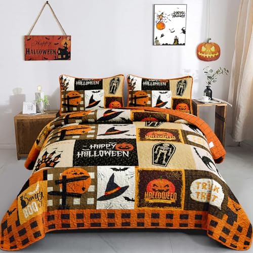 Luxudecor Halloween Quilt Set King Size