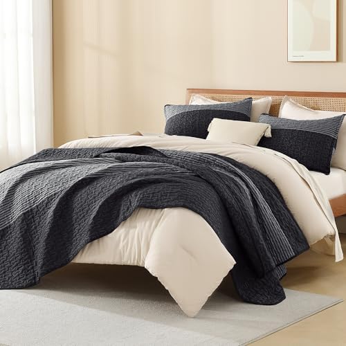 Litanika California King Quilt Set Stripe Design