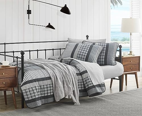 Nautica 100 Cotton Reversible Quilt Set 3-Piece Grey