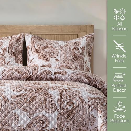 Elegant Comfort 3-Piece Reversible Quilt Set - California King Taupe