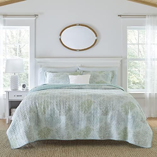 Laura Ashley King Quilt Set with Shams Saltwater Blue