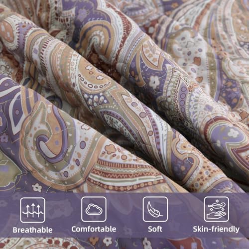 DJY Purple Paisley Queen Quilt Set 3 Pieces