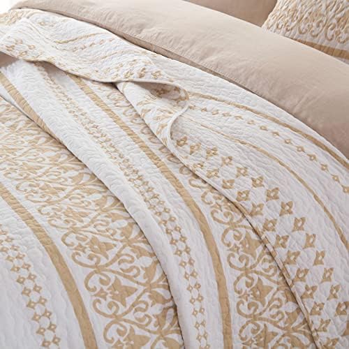 Qiqiong Bohemian Striped King Quilt 3 Pieces Set