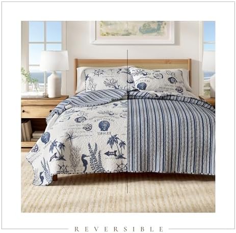 Great Bay Home Navy Coastal Quilt Set