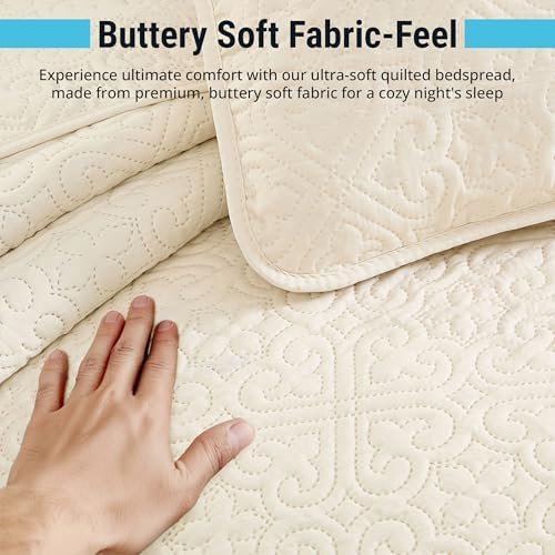 HLCME Lorenzo 3-Piece King Quilt Set Beige