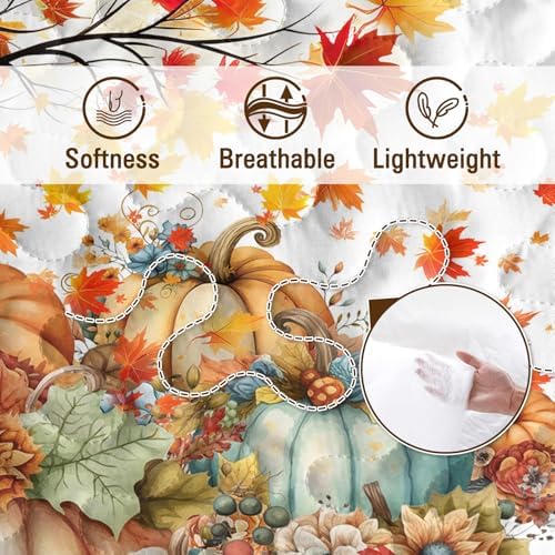 BlessLiving 3-Piece Pumpkin Quilt Set with Pillowcases