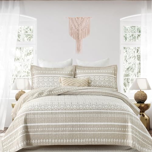 Qiqiong Queen Size Cotton Boho Quilt Bedding Set