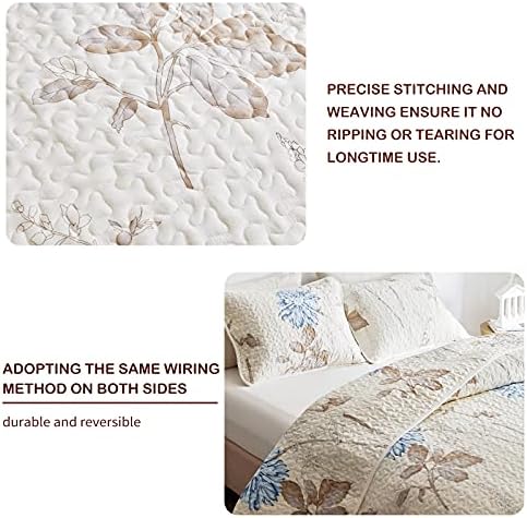 Joyreap 3-Piece Microfiber Quilt Set with Reversible Flower Design