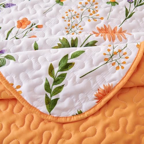 EVENHUG Queen Floral Quilt Set 3 Piece Reversible Bedding