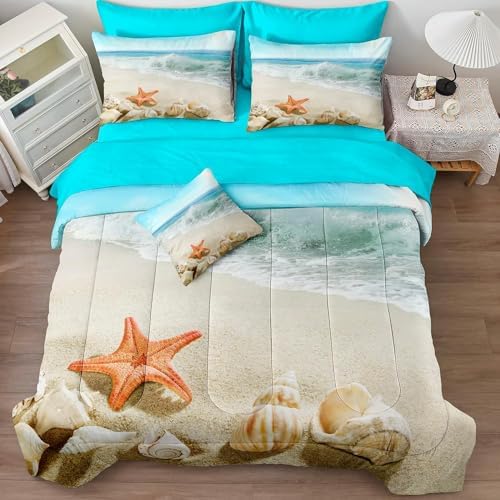 Bedbay Beach Themed Comforter Set - Cal King Aqua