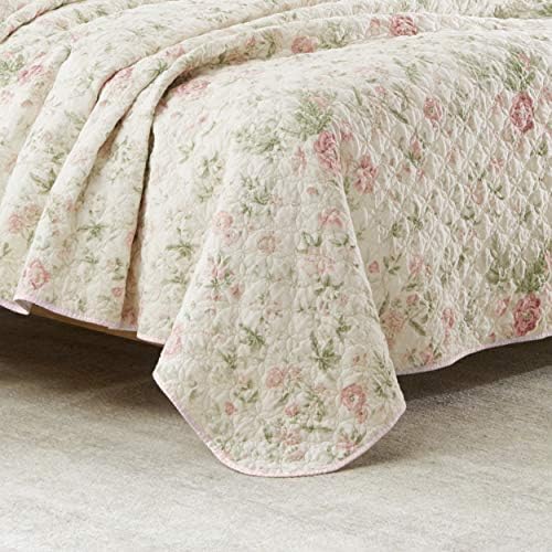 Laura Ashley Queen Quilt Set - Reversible Cotton Bedding with Shams