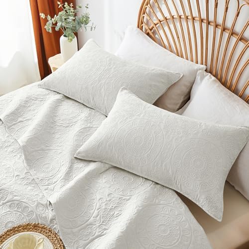 WURUIBO Cream White Quilt Set Queen Size 1