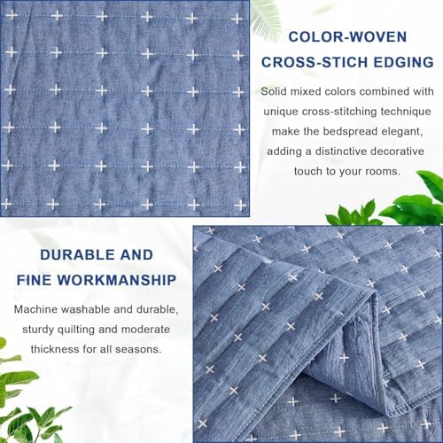 ENJOHOS 100 Cotton Reversible Cal King Quilt Set