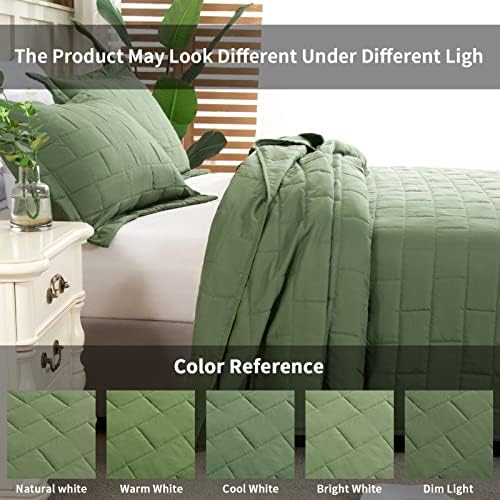 Hygge Hush Summer Quilt Set 3 Piece Olive Green