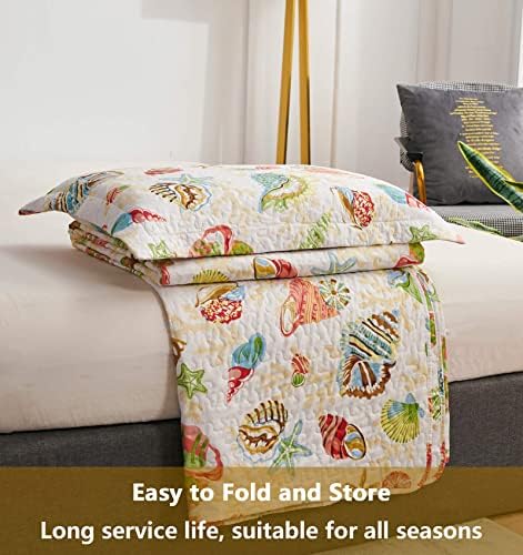 CHESITY Reversible Ocean Themed Beach Quilt Set