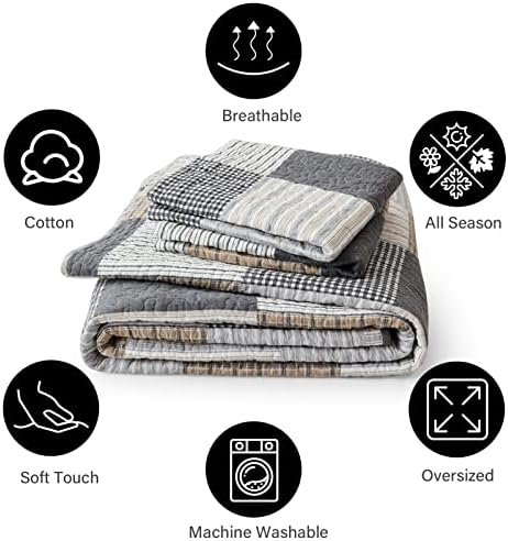 Pangushan Queen Size Patchwork Plaid Quilt Set