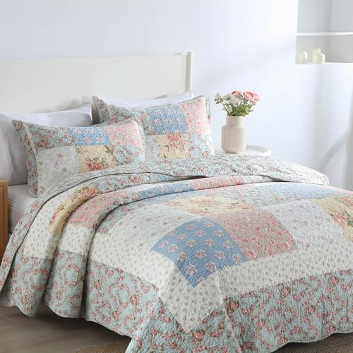 Camandy Cotton Quilt Bedding Set 3 Pieces Reversible