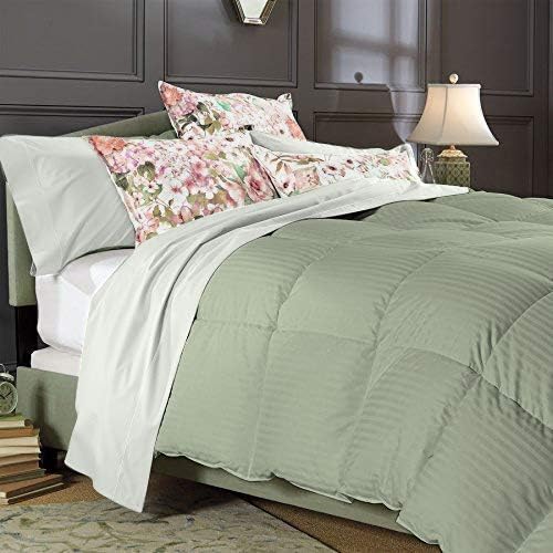600 Thread Count Super King Comforter Set 3 Piece Sage Stripe