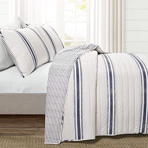 Lush Decor Farmhouse Stripe Reversible Quilt Set - KingCalifornia King
