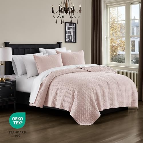 Palassio Pink Cotton Quilt Set Queen Size 3 Piece