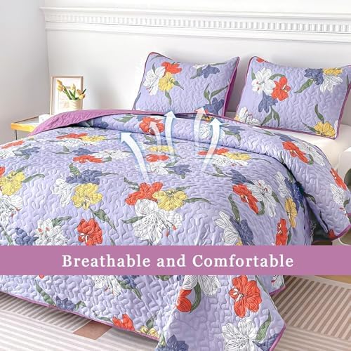 Heymybed Floral Quilt Set Queen Size 3 Piece