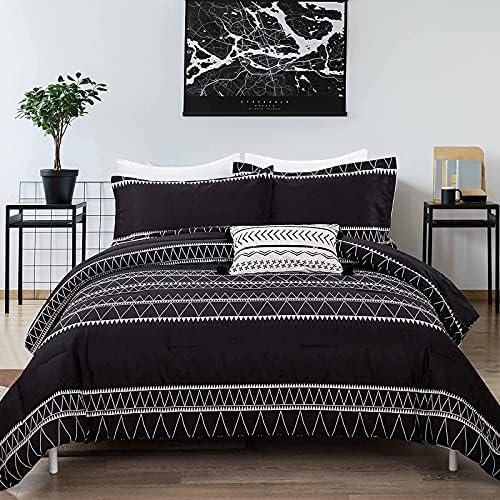 WONGS BEDDING Black Comforter Set Full 3 Pieces