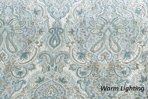 Grand Linen King Quilt Set with Paisley Design