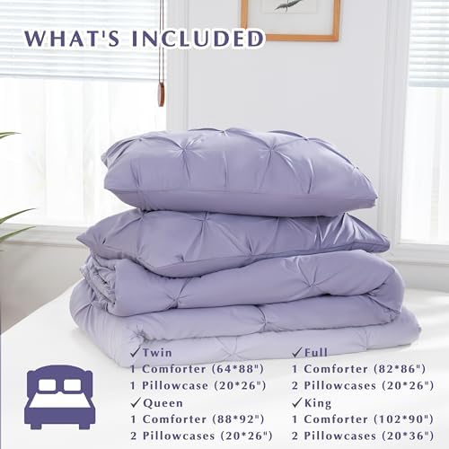 DOWNCOOL Comforter Set - Lavender Purple 3 Piece Bedding
